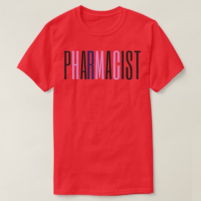 Pharmacist t tall funky black and pink text T-Shirt (Design Front)