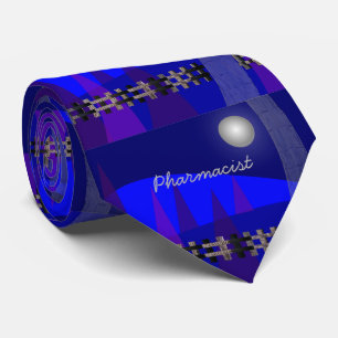 Pharmacist Tie Artsy Trees and Moon