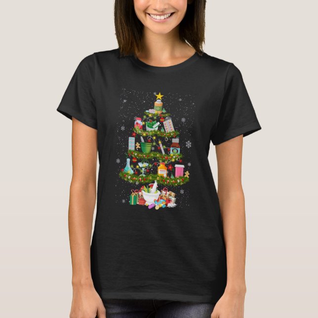Pharmacist Tree, Xmas Pharmacist, Technician T-Shirt (Front)