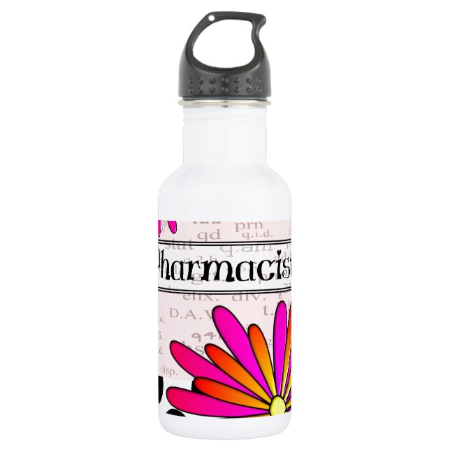 Pharmacist Whimsical Flowers 532 Ml Water Bottle (Front)