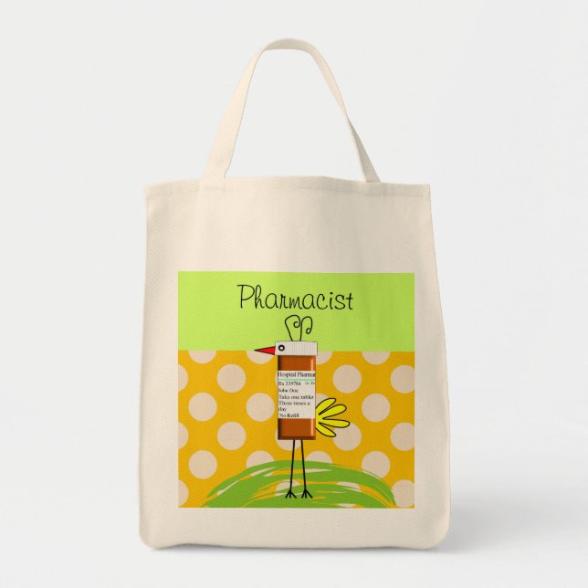 Pharmacist Whimsical Rx Bird Tote (Front)