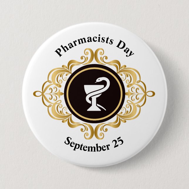 Pharmacists Day Button with Hygieia Symbol (Front)