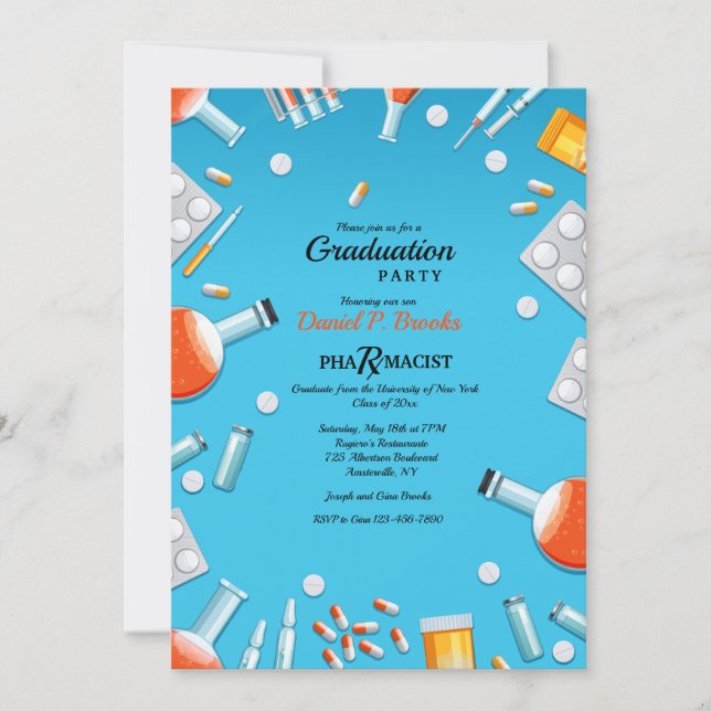 Pharmacology Graduation Party Invitation (Front)