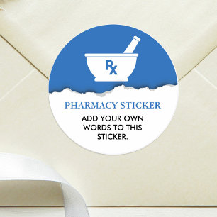 Pharmacology Mortar and Pestle Customised Blue Classic Round Sticker