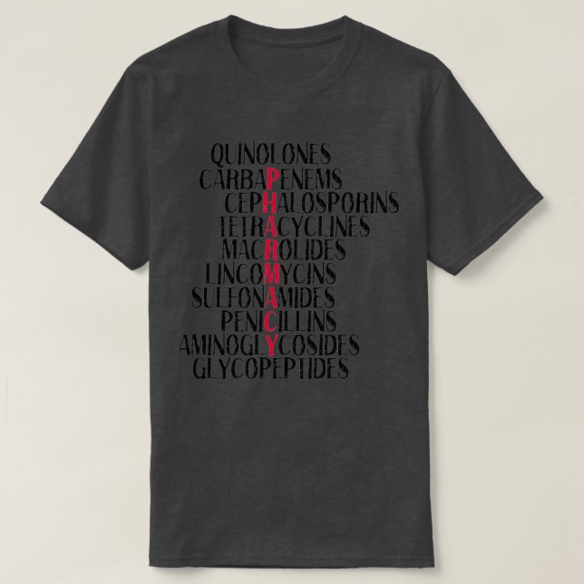 Pharmacy antibiotic classes 1 T-Shirt (Design Front)