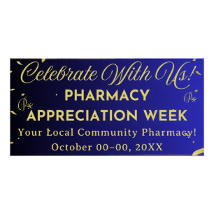 Pharmacy Appreciation Poster Faux Gold Confetti 