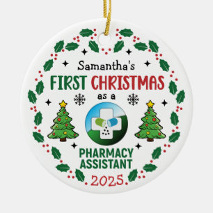 Pharmacy Assistant First Christmas Personalized Ceramic Tree Decoration