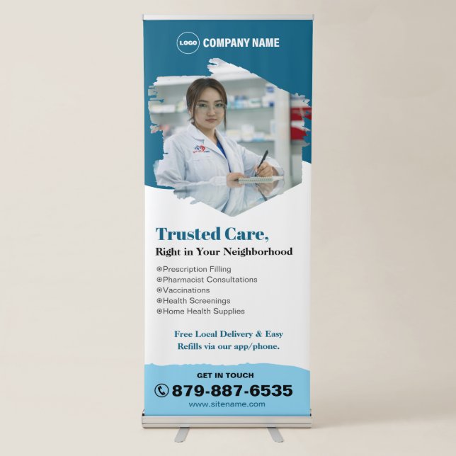 Pharmacy Business Vertical Retractable Banner (Front)