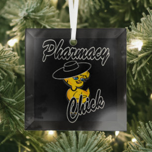 Pharmacy Chick #4 Glass Tree Decoration