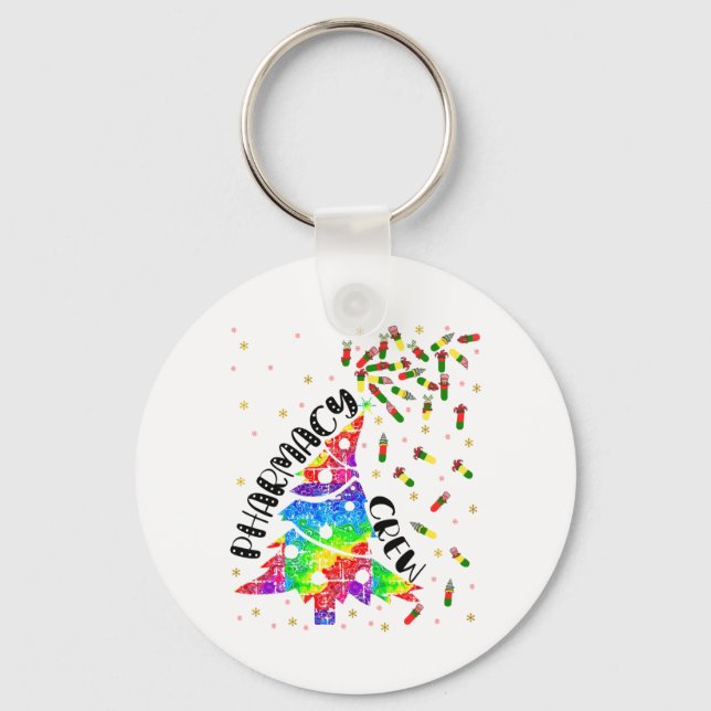 Pharmacy Christmas Crew Funny Xmas Pharmacist Gift Key Ring (Front)