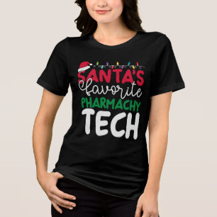 Pharmacy Christmas Santa's Favourite Pharmacy Tech Tri-Blend Shirt