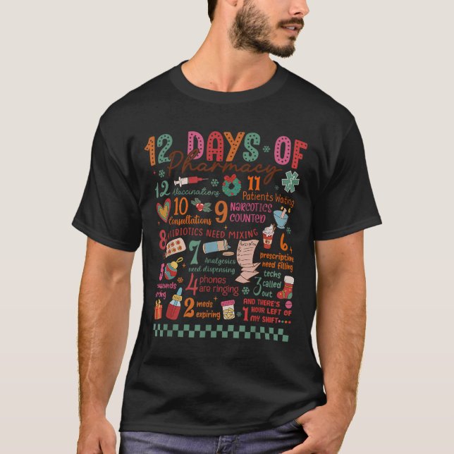 Pharmacy Christmas Shirt - 12 Days Of Pharmacy Tec (Front)