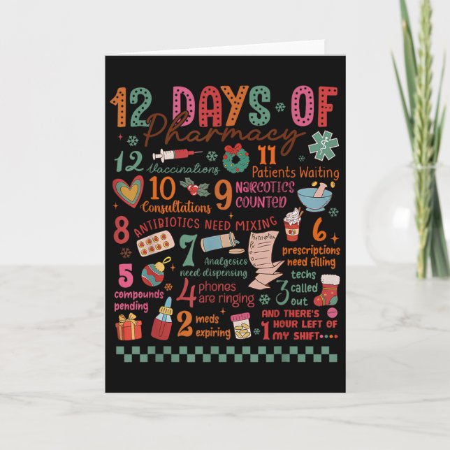 Pharmacy Christmas Shirt - 12 Days Of Pharmacy Tec Card (Front)