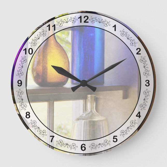 Pharmacy - Colourful glassware  Large Clock (Front)