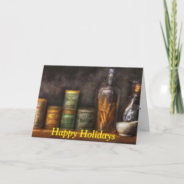 Pharmacy - Cough Drops & Kidney Pills Holiday Card (Front)