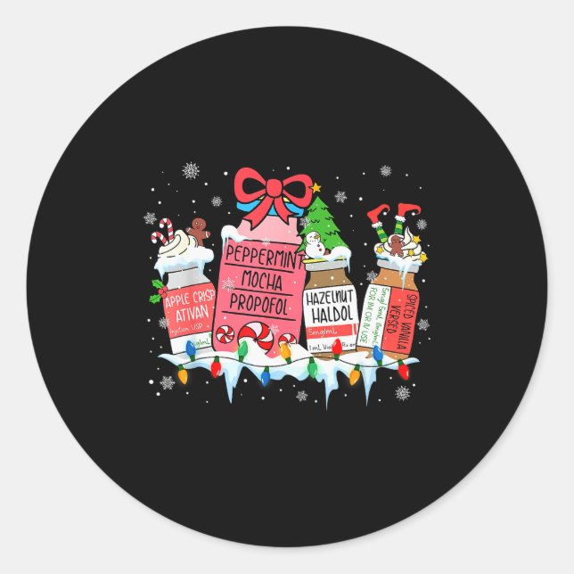 Pharmacy Crew Christmas Pharmacist Medicine Reinde Classic Round Sticker (Front)