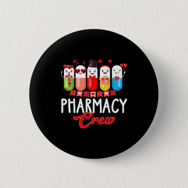 Pharmacy Crew Nurse Valentines Day Pharmacist Tech 6 Cm Round Badge (Front)