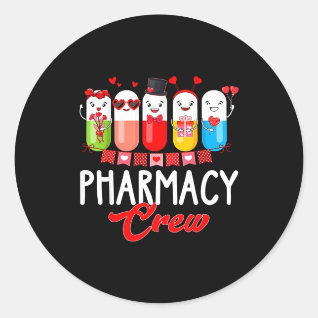 Pharmacy Crew Nurse Valentines Day Pharmacist Tech Classic Round Sticker (Front)
