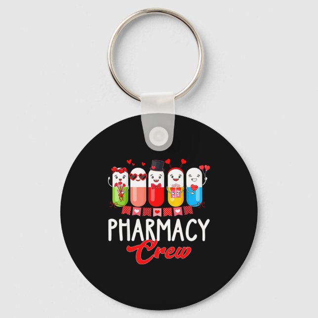 Pharmacy Crew Nurse Valentines Day Pharmacist Tech Key Ring (Front)
