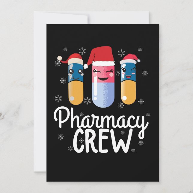 Pharmacy Crew. Pharmacist Christmas T-Shirt Invitation (Front)