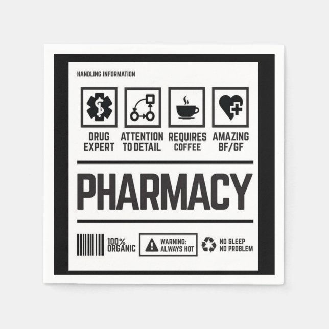 Pharmacy drug expert attention to detail napkin (Front)