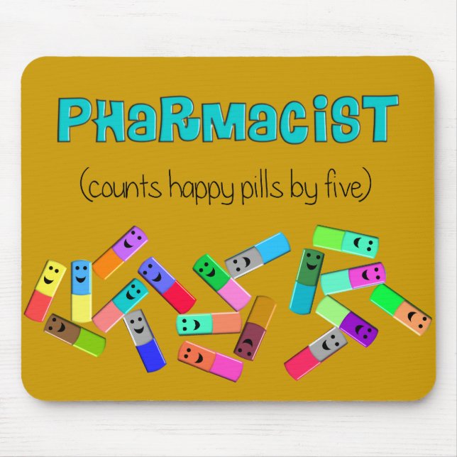 Pharmacy "Happy Pills" Design Mouse Mat (Front)