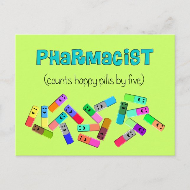 Pharmacy "Happy Pills" Design Postcard (Front)