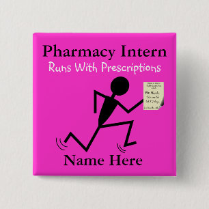Pharmacy Intern Name Pins Badge Pink