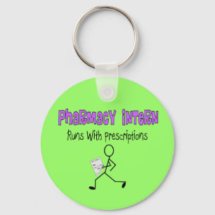 Pharmacy Intern "Runs With Prescriptions" Key Ring