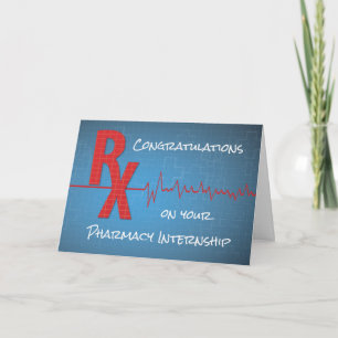 Pharmacy Internship Congratulations, Red RX on Blu Card