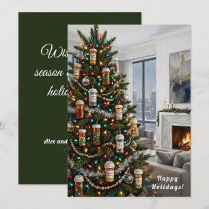 Pharmacy Medical Pill Bottle Ornament Christmas Holiday Card