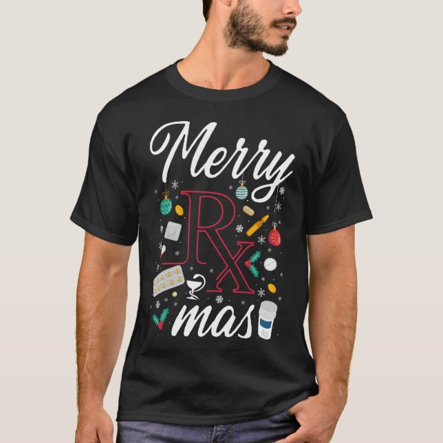 Pharmacy Merry Rx Mas Christmas T-Shirt (Front)