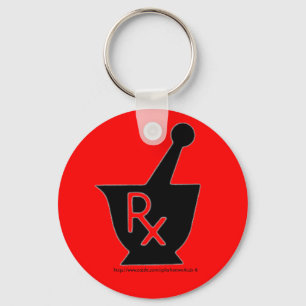 Pharmacy mortar and pestle symbol key ring