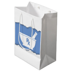 Pharmacy Mortar and Pestle Symbol Torn Out Look Medium Gift Bag