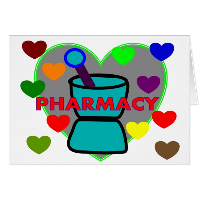 "PHARMACY"  Multi Colour Hearts (Front Horizontal)