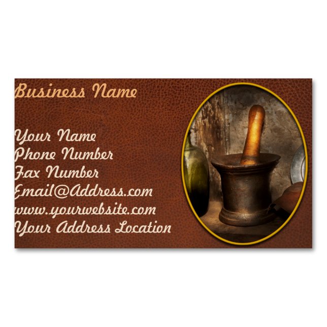 Pharmacy - Pestle - Home remedies Magnetic Business Card (Front)