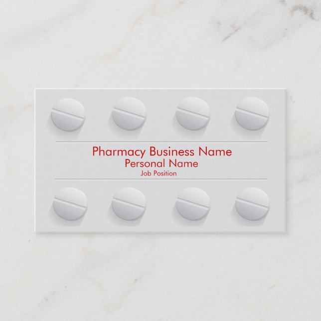 Pharmacy Pharmacist Business Drug Store Business Card (Front)