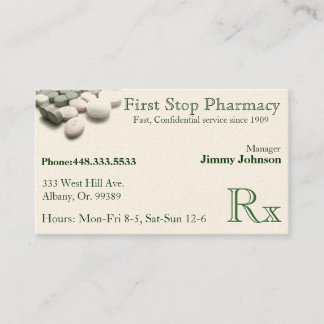 Pharmacy Pharmacist Medication Business Card