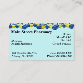 Pharmacy Pharmacist Medication List Business Card