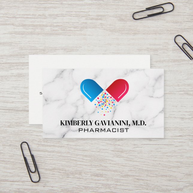 Pharmacy Pill Logo | Prescription Medicine Business Card (Front/Back In Situ)