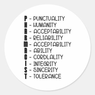Pharmacy Quote Medicine Technician Pharmacist Tech Classic Round Sticker