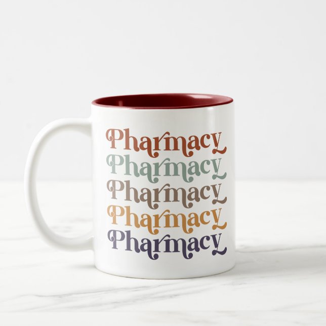 Pharmacy Retro Pharmacist Pharmacy Student Gift Two-Tone Coffee Mug (Left)