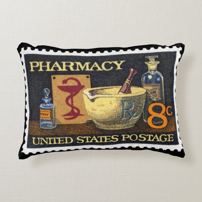 Pharmacy Rx Stamp~Pharmacist ~Druggist~Apothecary Decorative Cushion (Front)