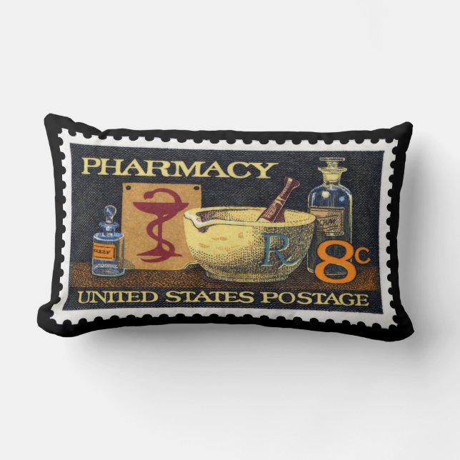 Pharmacy Rx Stamp~Pharmacist ~Druggist~Apothecary Lumbar Cushion (Front)