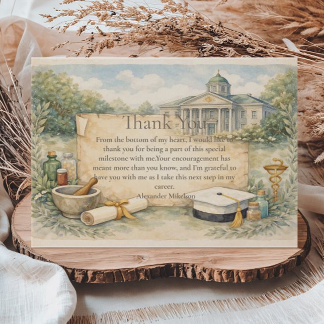 Pharmacy School Graduation Celebration Thank You Card (Creator Uploaded)