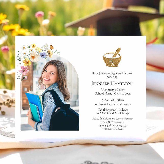 Pharmacy School Graduation Party Photo Invitation (Creator Uploaded)