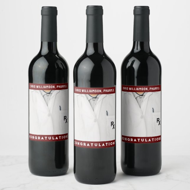 Pharmacy School Graduation Wine Label (Bottles)