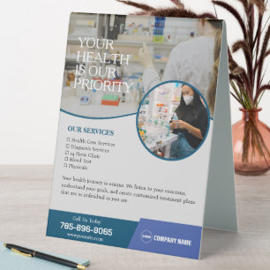 Pharmacy Services Custom Table Tent Sign