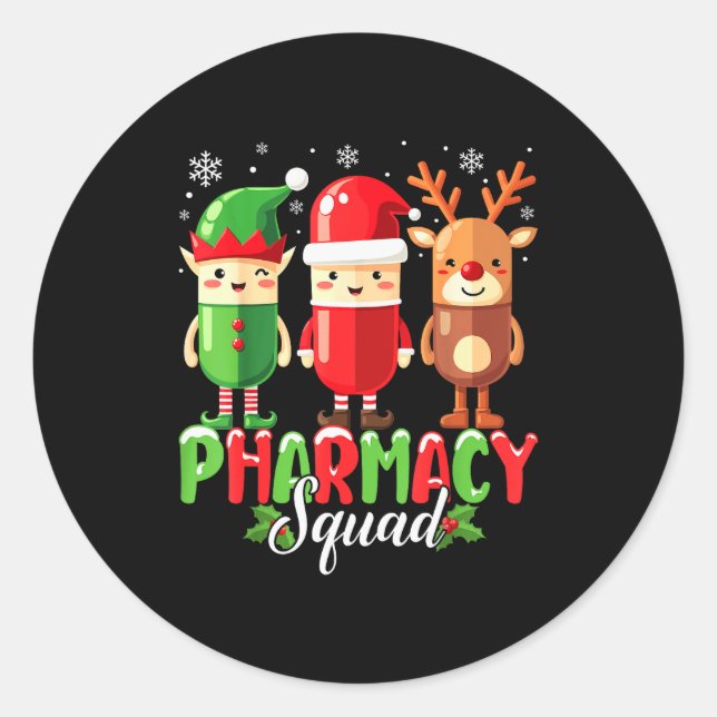 Pharmacy Squad Christmas Costume Funny Lls Pharmac Classic Round Sticker (Front)
