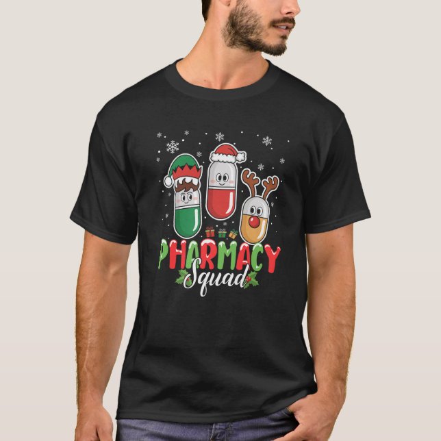 Pharmacy Squad Christmas Costume Reindeer Elf Sant T-Shirt (Front)